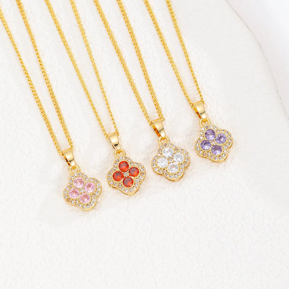 Wholesale Lucky Fancy Fourleaf Clover Necklace For Women Copper 18K Gold Plated Ins Style