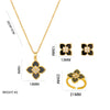 Wholesale Lucky Fourleaf Clover Necklace Earrings Set For Women Copper Heart Shape Minimalist Style With Real Gold Plating In The Furnace Electroplating Treatment