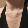 Wholesale Lucky 8 Shaped Zircon Double Layer Stainless Steel Clavicle Chain Necklace For Women With Geometric Pattern And Electroplating