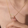 Wholesale Lucky 8 Shaped Zircon Double Layer Stainless Steel Clavicle Chain Necklace For Women With Geometric Pattern And Electroplating
