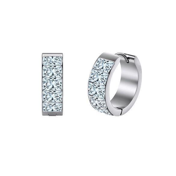 Wholesale Luminous Stainless Steel Geometric Halfcircle Earrings Inlaid With Cubic Zirconia Vacuum Real Gold Plated In Pvd Furnace For Women