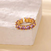 Wholesale Luxury Adjustable Opening Copper Zircon Ring With Geometric Pattern Set With Diamonds
