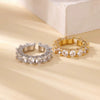 Wholesale Luxury Adjustable Opening Copper Zircon Ring With Geometric Pattern Set With Diamonds