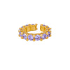 Wholesale Luxury Adjustable Opening Copper Zircon Ring With Geometric Pattern Set With Diamonds