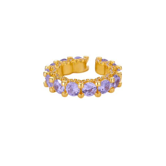Wholesale Luxury Adjustable Opening Copper Zircon Ring With Geometric Pattern Set With Diamonds