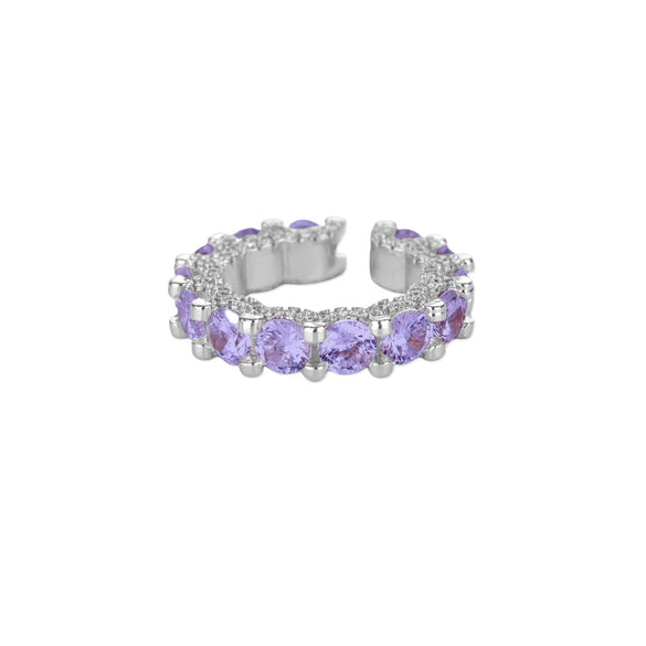 Wholesale Luxury Adjustable Opening Copper Zircon Ring With Geometric Pattern Set With Diamonds