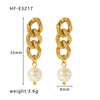Wholesale Luxury Baroque Natural Freshwater Pearl Earrings 18K Gold Plated Titanium Steel With Geometric Styling For Women