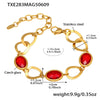 Wholesale Luxury Elegant High End Women's Geometric Flash Glass Stone Interlocking Bracelet Stainless Steel Real Gold Plated
