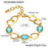 Wholesale Luxury Elegant High End Women's Geometric Flash Glass Stone Interlocking Bracelet Stainless Steel Real Gold Plated