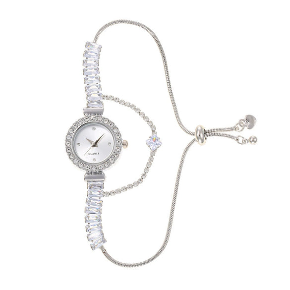 Wholesale Luxury Fashion Alloy Women's Round Dial Pullout Bracelet Watch