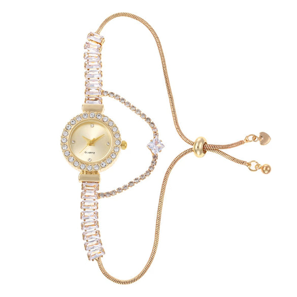 Wholesale Luxury Fashion Alloy Women's Round Dial Pullout Bracelet Watch