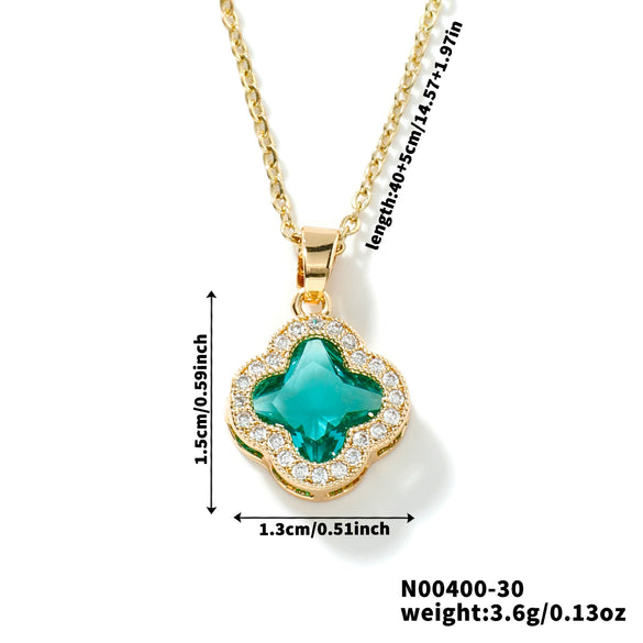 Wholesale Luxury Fashion Fiveleaf Flower Stainless Steel And Copper Necklace With Electroplating For Women