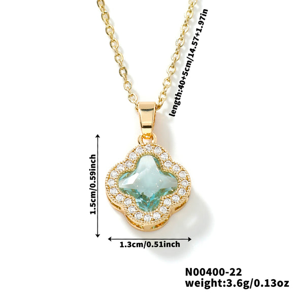 Wholesale Luxury Fashion Fiveleaf Flower Stainless Steel And Copper Necklace With Electroplating For Women
