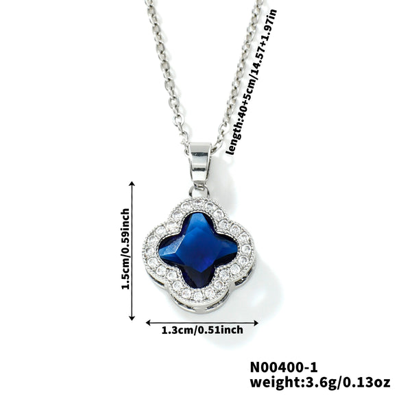Wholesale Luxury Fashion Fiveleaf Flower Stainless Steel And Copper Necklace With Electroplating For Women