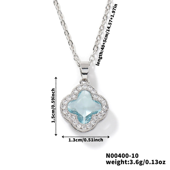 Wholesale Luxury Fashion Fiveleaf Flower Stainless Steel And Copper Necklace With Electroplating For Women
