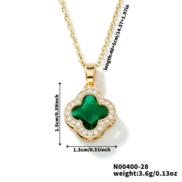 Wholesale Luxury Fashion Fiveleaf Flower Stainless Steel And Copper Necklace With Electroplating For Women