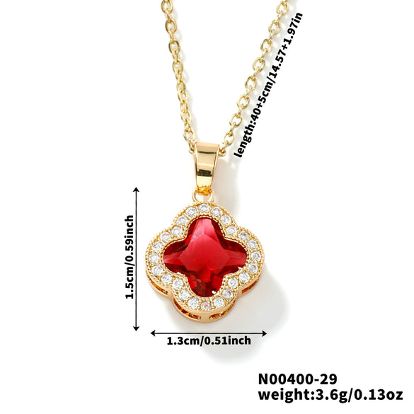 Wholesale Luxury Fashion Fiveleaf Flower Stainless Steel And Copper Necklace With Electroplating For Women