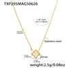 Wholesale Luxury Fashion Titanium Steel And Green Glass Fourleaf Flower Earrings And Necklace Set With Electroplating