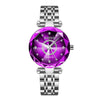 Wholesale Luxury Fashion Women's Waterproof Watch With Diamond Face And Multifaceted Mineral Strengthened Glass Mirror Stainless Steel Band And Spiral Crown
