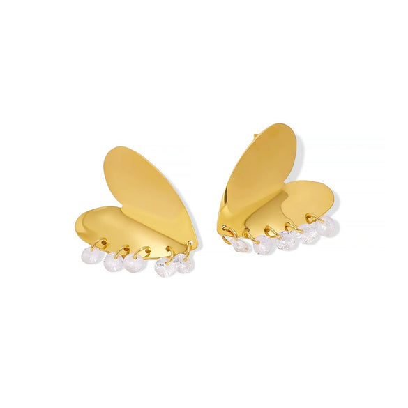 Wholesale Luxury Heartshaped Smooth Diamond Pendant Earrings For Women Stainless Steel Colorpreserving Hypoallergenic Furnace Vacuum Plating 18K