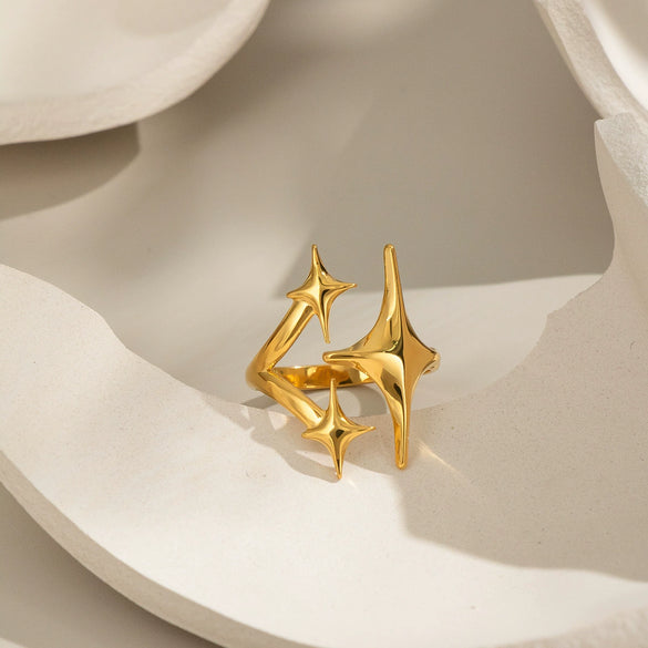 Wholesale Luxury High End Star Geometric Titanium Steel Ring With Electroplating For Women