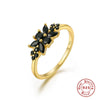 Wholesale Luxury High End Vintage S925 Sterling Silver Women's Ring With Geometric Shape And Gold Inlaid