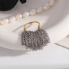 Wholesale Luxury High Grade Stainless Steel Gold And Silver Color Block Chain Tassel Ring Jewelry With Pvd Furnace Vacuum Real Gold Plating And Geometric Shape