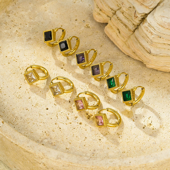 Wholesale Luxury Highend Stainless Steel Diamond Inlaid Zircon Electroplated Women's Earrings