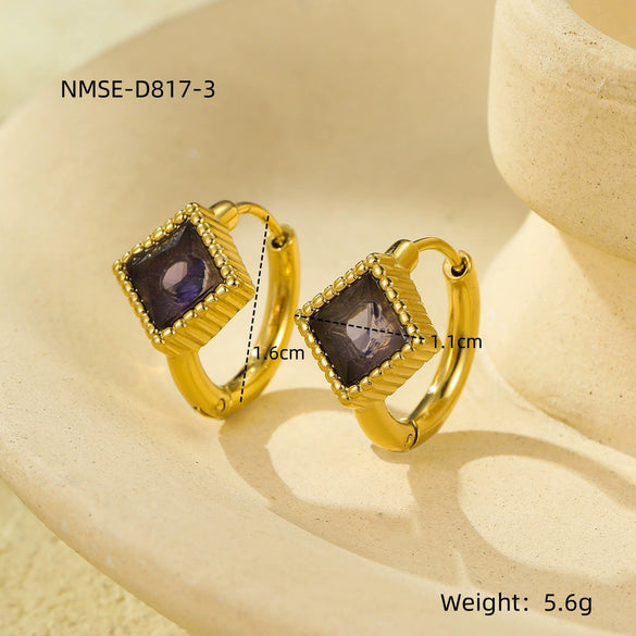 Wholesale Luxury Highend Stainless Steel Diamond Inlaid Zircon Electroplated Women's Earrings