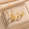 Wholesale Luxury 18K Gold Plated Snake Shape Diamond O Word Chain Necklace And Earrings Set For Women Made Of Environmentally Friendly Copper
