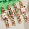 Wholesale Luxury Ladies Square Quartz Watch With Steel Band And Imitation Leather Strap Simple And Fashionable Round Dial