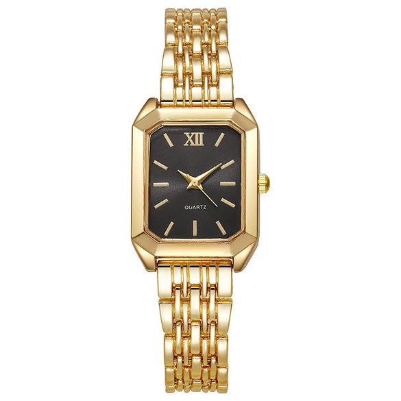 Wholesale Luxury Ladies Square Quartz Watch With Steel Band And Imitation Leather Strap Simple And Fashionable Round Dial