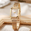 Wholesale Luxury Ladies Square Quartz Watch With Steel Band And Imitation Leather Strap Simple And Fashionable Round Dial