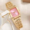 Wholesale Luxury Ladies Square Quartz Watch With Steel Band And Imitation Leather Strap Simple And Fashionable Round Dial