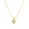 Wholesale Luxury Oval Titanium Steel Necklace With Cat's Eye Pendant Electroplated For Women