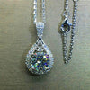 Wholesale Luxury Pearshaped Water Drop Pendant Necklace Mixed Gem Inlay Copper Ochain