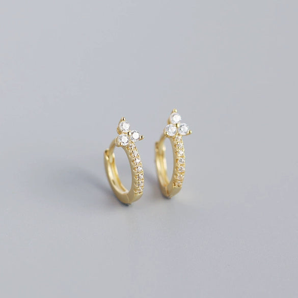 Wholesale Luxury S925 Sterling Silver Geometric Flower Electroplated Ear Buckle Earrings For Women