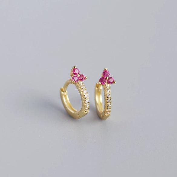 Wholesale Luxury S925 Sterling Silver Geometric Flower Electroplated Ear Buckle Earrings For Women