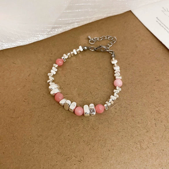 Wholesale Luxury Silver Bracelet With Imitation Pearls And Geometric Zirconia For Women