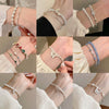 Wholesale Luxury Silver Bracelet With Imitation Pearls And Geometric Zirconia For Women