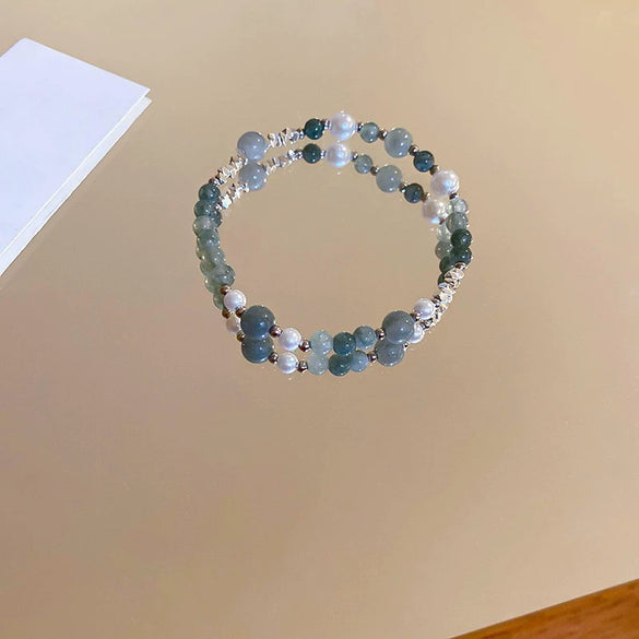 Wholesale Luxury Silver Bracelet With Imitation Pearls And Geometric Zirconia For Women