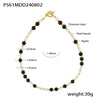 Wholesale Luxury Style Black Agate And White Shell Beaded 316L Stainless Steel Clavicle Chain Necklace With Geometric Pattern And Electroplating