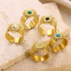 Wholesale Luxury Turquoise Natural Stone Ring In Titanium Steel With Electroplating French Retro Style Unisex