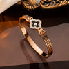 Wholesale Luxury White Shellfish Fourleaf Clover Hollow Titanium Steel Electroplated Bracelet