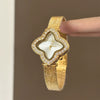 Wholesale Luxury Women's Fourleaf Clover Motherofpearl Watch With Alloy Case And Metal Strap