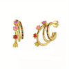 Wholesale Luxury Zircon Earrings Set Geometric Style Copper