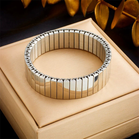 Wholesale Magnetic Czech Diamond Bracelet Titanium Steel Geometric Style Electroplated Unisex Jewelry