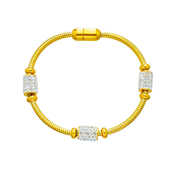 Wholesale Magnetic Czech Diamond Bracelet Titanium Steel Geometric Style Electroplated Unisex Jewelry