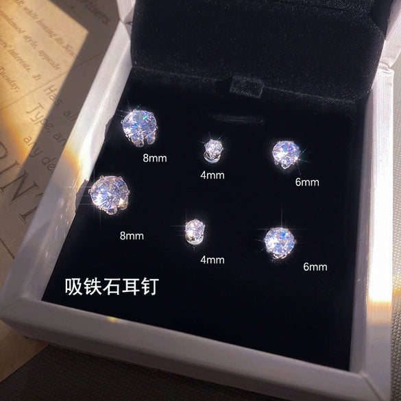 Wholesale Magnetic Zircon Geometric Earrings For Women With Electroplating Design