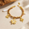 Wholesale Maillard Style Gold Electroplated Hollow Butterfly Flower Coconut Tree Pendant Stainless Steel Bracelet For Women